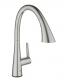 Grohe Zedra Touch kkkenarmatur m/udtrksbruser - Supersteel