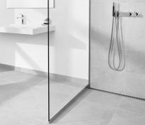 Unidrain Glassline brusevæg 80 cm - Klar glas