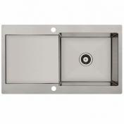 Lavabo Kubus 91 Soft kkkenvask m/aflbsbakke - Vendbar - Rustfrit stl