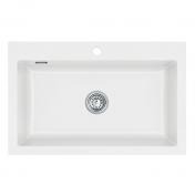 Lavabo Mera 80 porcelnskkkenvask - Mat hvid m/krom aflb