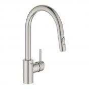 Grohe NEW Concetto kkkenarmatur m/udtrk og Dual spray - Supersteel