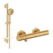 Grohe Grohtherm 800 Cosmopolitan Joy+ komplet brusesystem m/termostat - B�rstet Cool Sunrise