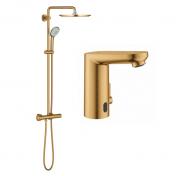 Grohe Eurosmart Cosmopolitan E & Euphoria XXL pakke til badev�relset - B�rstet Cool Sunrise