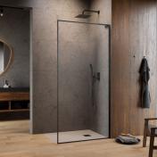 Str�mberg Walk-in 305 fast brusev�g 90 cm - H�jre - Klar glas/gunmetal