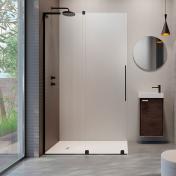 Str&oslash;mberg Faro 12 walk-in brusev&aelig;g m/skyded&oslash;r 900mm - Klart glas/mat sort