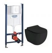 Lavabo Glomp Mat sort rimless toiletpakke inkl. sde m/soft-close, cisterne og hvid betjening