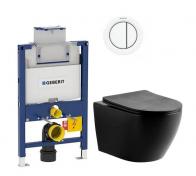 Lavabo Studio Rimless mat sort toiletpakke inkl. sde m/soft-close, lav cisterne og hvid betjening