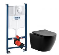 Lavabo Studio RIMless Mat sort toiletpakke inkl. sde/soft-close, cisterne og krom betjening