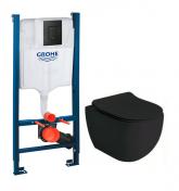 Lavabo Glomp Mat sort Mini rimless toiletpakke inkl. sde m/soft-close, cisterne og mat sort betjening