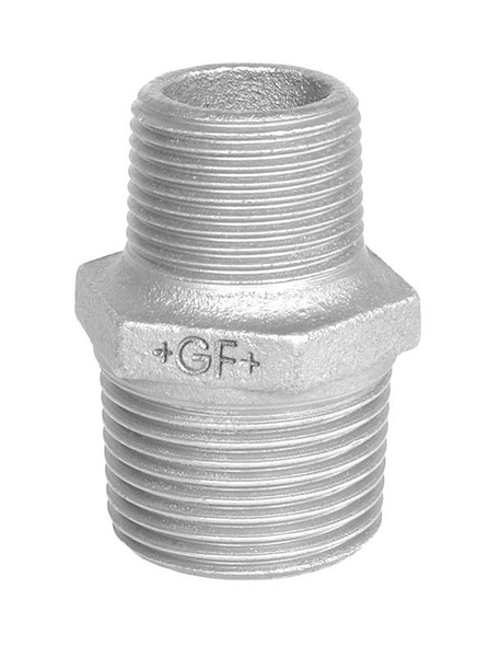 GF Galvaniseret brystnippel - 1/2" - 3/8"