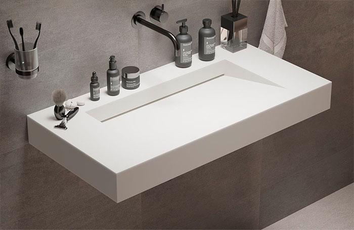 Ideavit Solidsquare 90 h&aring;ndvask t/v&aelig;g - Uden overl&oslash;b - Uden hanehul