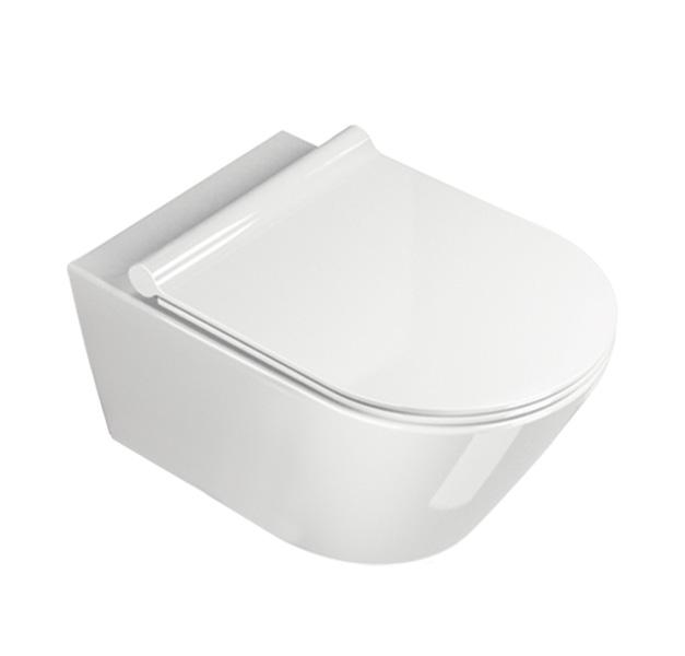 Catalano Zero 55 væghængt toilet m/Newflush, rimless og Cataglaze+