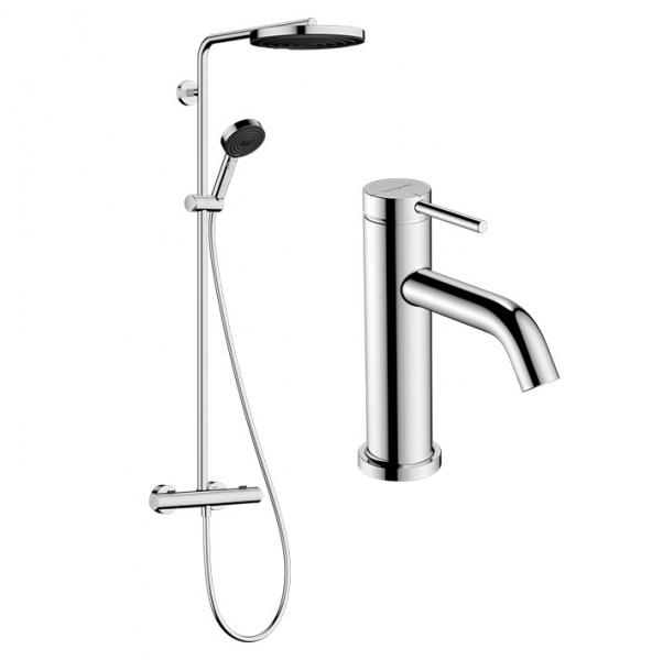 hansgrohe Pulsify S Puro & Tecturis komplet pakke til badeværelset - Krom