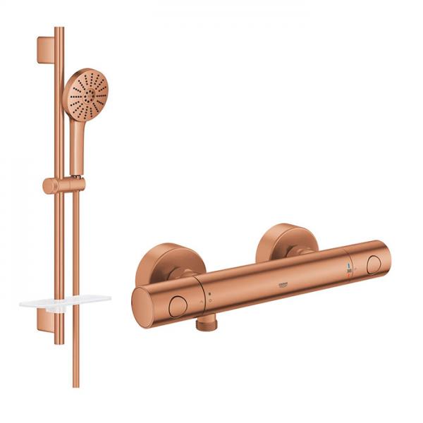 Grohe Grohtherm 800 Cosmopolitan Joy+ komplet brusesystem m/termostat - B&oslash;rstet Warm Sunset