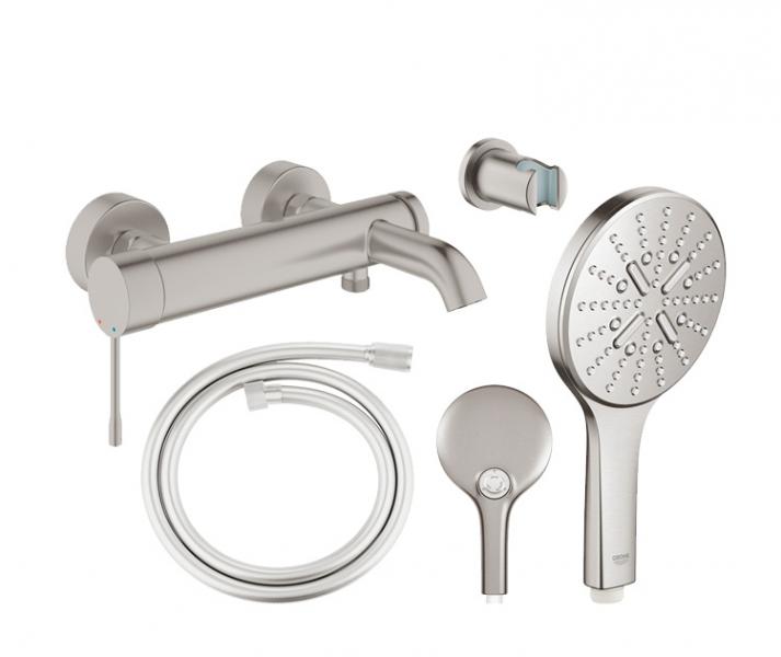 Grohe Essence New komplet badekararmatur m/SmartActive - Supersteel