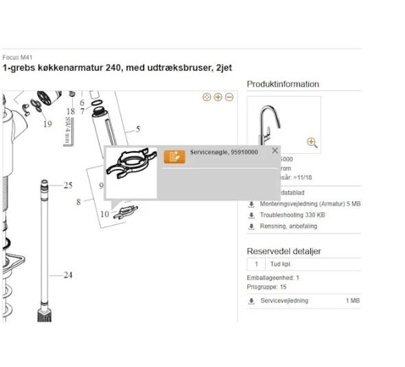 Hansgrohe servicenøgle til luftblander