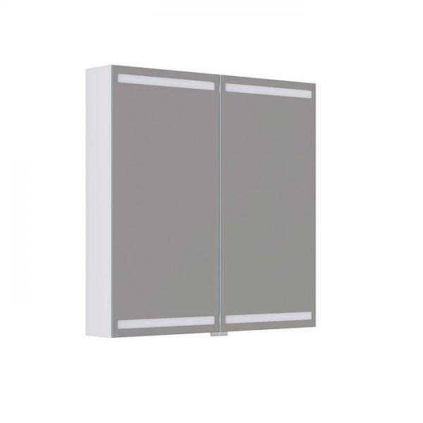 Dansani Level spejlskab 80 m/lys, lysstyring og tr&aelig;bakker - Hvid mat