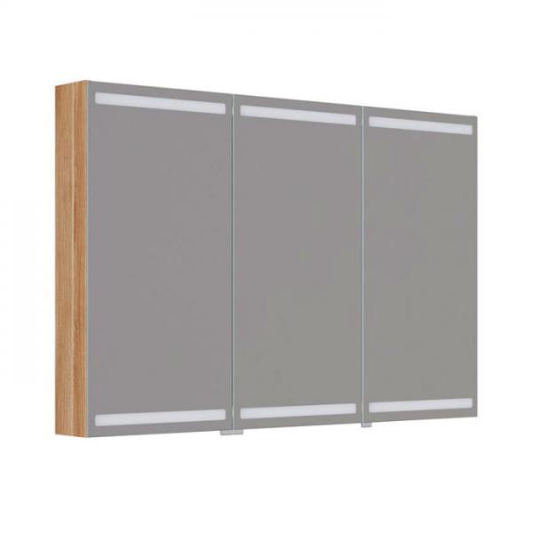 Dansani Level spejlskab 120 m/lys, lysstyring, 3 l&aring;ger og tr&aelig;bakker - Varm eg