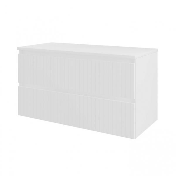 Sanibell Proline 101 underskab m/bordplade, lameller og skuffer - Mat hvid