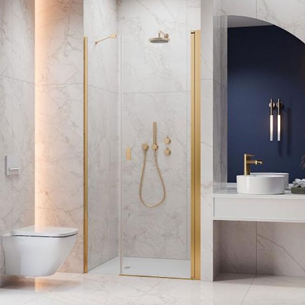 Strømberg Noma 45 svingdør m/sidepanel 1000mm - Højre - Poleret messing Strømberg Noma 45 svingdør m/sidepanel 1000mm - Højre - Poleret messing