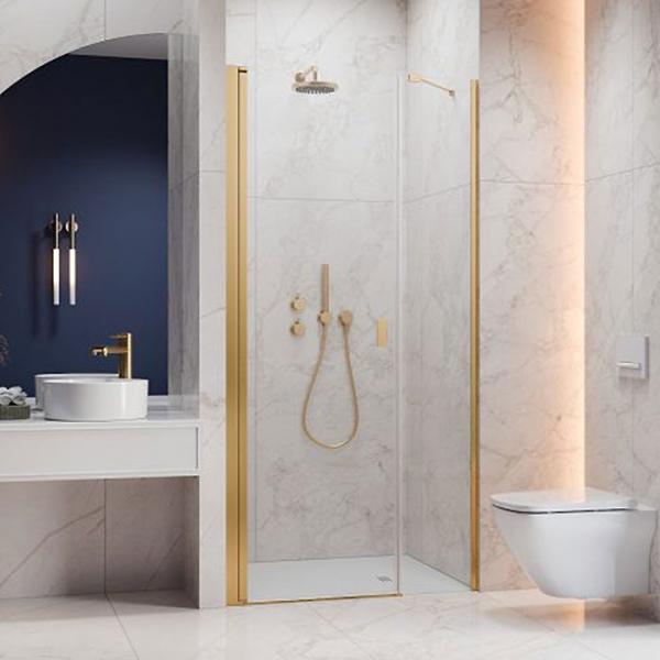 Strømberg Noma 45 svingdør m/sidepanel 1000mm - Venstre - Poleret messing Strømberg Noma 45 svingdør m/sidepanel 1000mm - Venstre - Poleret messing