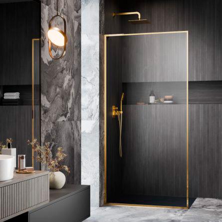 Str&oslash;mberg Walk-in 305 fast brusev&aelig;g 70 cm - Venstre - Klar glas/messing