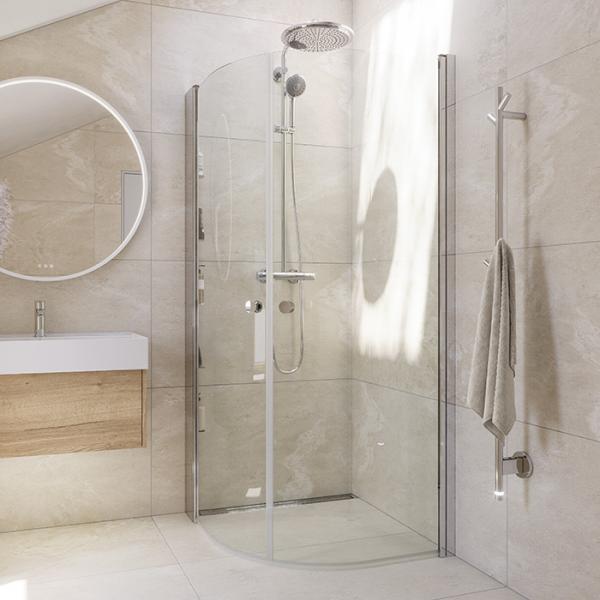 Dansani Match E+E buet bruseniche 80x80 cm - Klart glas/krom Dansani Match E+E buet bruseniche 80x80 cm - Klart glas/krom