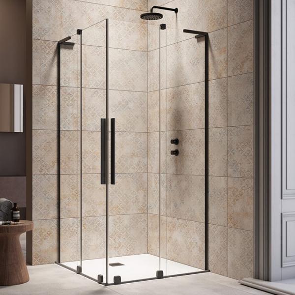 Strømberg Faro 42 bruseniche m/skydedøre 106x106 - Klar glas/mat sort Strømberg Faro 42 bruseniche m/skydedøre 106x106 - Klar glas/mat sort