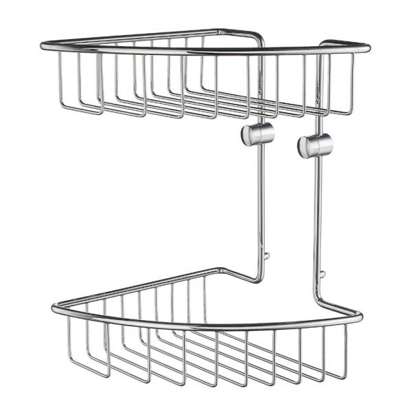 Smedbo House dobbelt brusekurv til hjørne - Krom