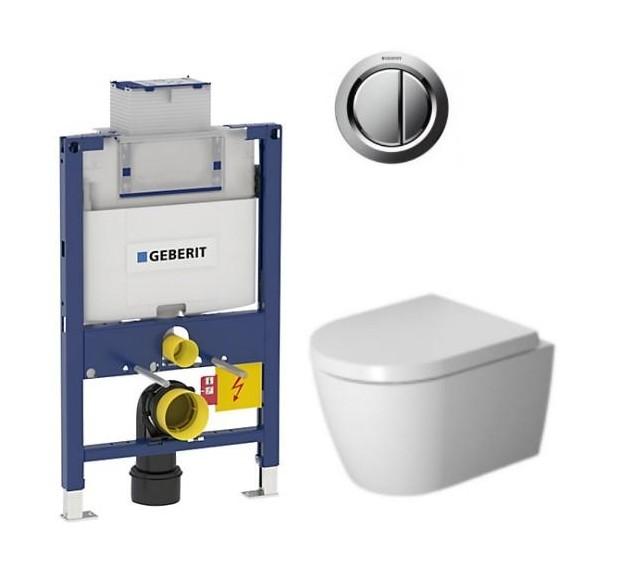 Duravit Me by Starck Compact Rimless toiletpakke inkl. lav cisterne, krom betjening og sæde m/ soft-close