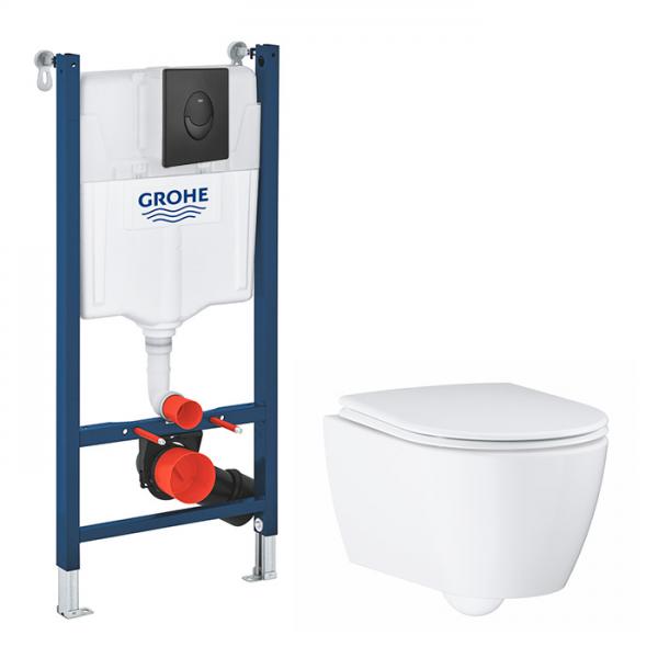 Grohe Essence toiletpakke inkl. sæde, cisterne og mat sort betjening
