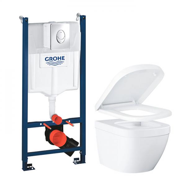 Grohe Euro kompakt Rimless toiletpakke inkl. sæde m/soft-close, cisterne og krom betjening