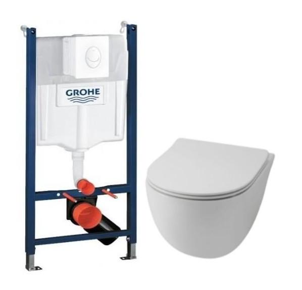 Lavabo File 2.0 RIMLESS Mat hvid toiletpakke inkl. sæde m/soft-close, cisterne og hvid betjening