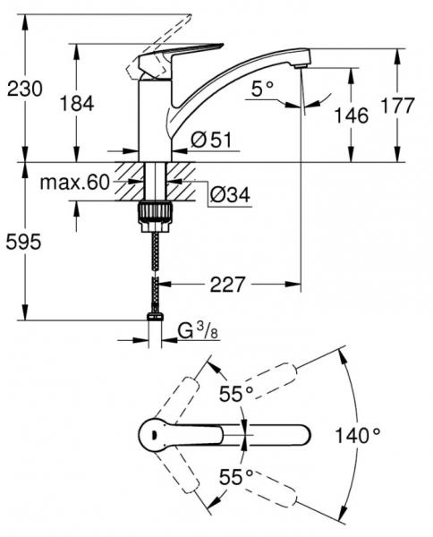 Lavabo Nexus 60 køkkenvask M/Grohe start køkkenarmatur