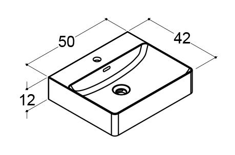 Dansani Cube 50 fritstående bowlevask - 1 hanehul - Med overløb