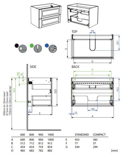 Hafa Grace 90 underskab - Hvid mat rammefront