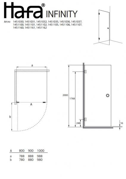 Hafa Infinity Lace brusedør 80 - Messing