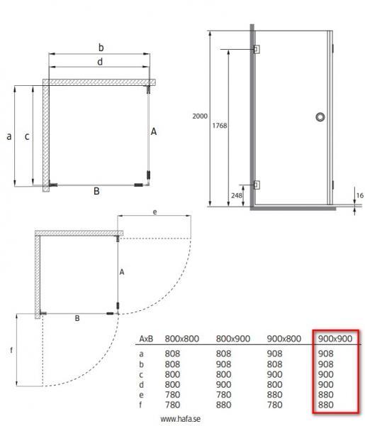 Hafa Infinity bruseniche - Lace glas - Krom - 90x90 cm