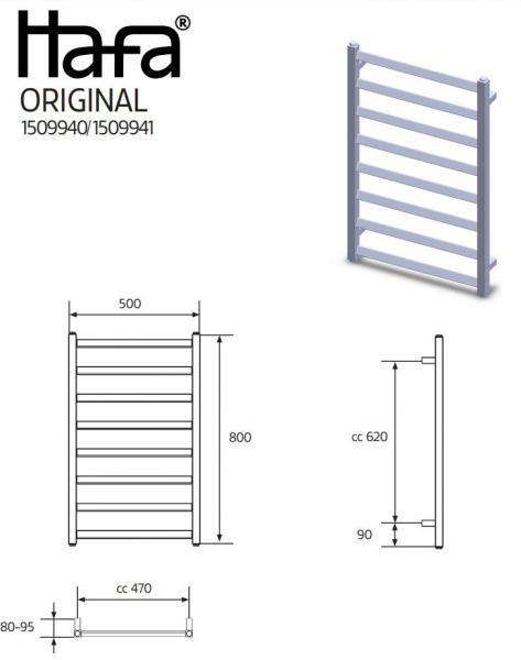 Hafa Original håndklædetørrer - 50x80 cm - Hvid