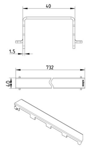 Blucher Waterline 800 mm afløb m/Copenhagen Line rist - Sort