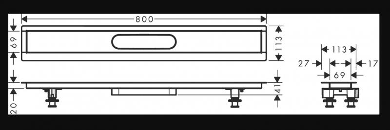 Hansgrohe RainDrain installationssæt - 80 cm