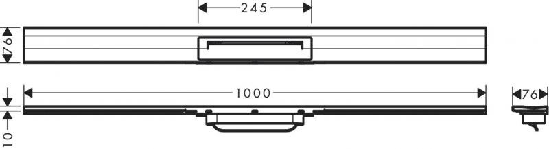 Hansgrohe RainDrain Flex afløb (kan afkortes) t/bagvæg - 100 - Mat sort