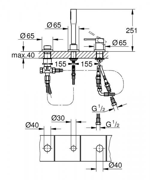 Grohe Essence New kararmatur til kant - Udvendige dele