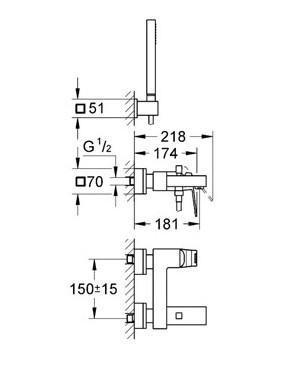 Grohe Eurocube kararmatur med håndbruser