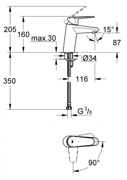 Grohe Eurodisc Cosmopolitan armatur u/bundventil