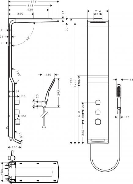 Hansgrohe Raindance Brusepanel Lift 180 2jet - Hvid/Krom