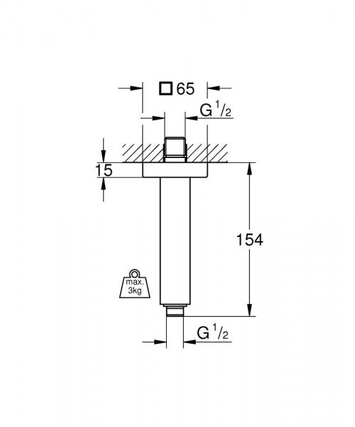 Grohe Cube Rainshower Lofttilslutning 154mm