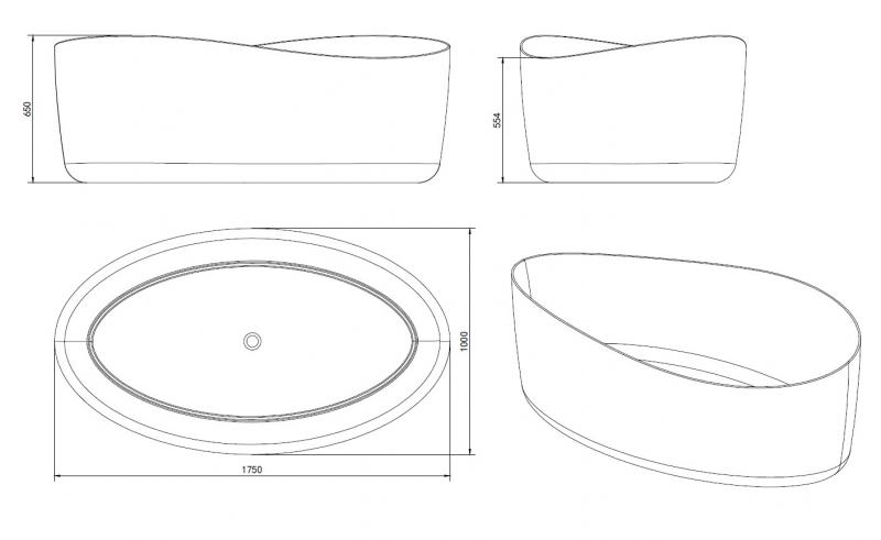 Ideavit Solidharmony fritstående badekar 1750 x 1000 mm - Mat hvid