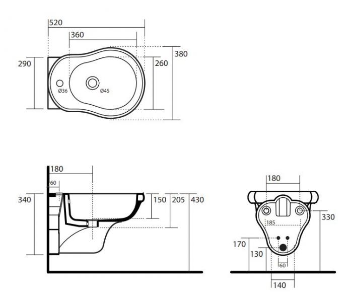 Lavabo Retro væghængt bidet - Hvid