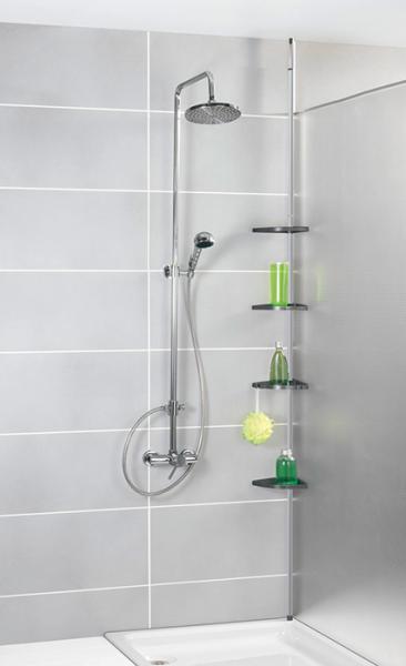 Wenko Easy brusehylde t/hjørne - 4 hylder - Sølv Wenko Easy brusehylde t/hjørne - 4 hylder - Sølv